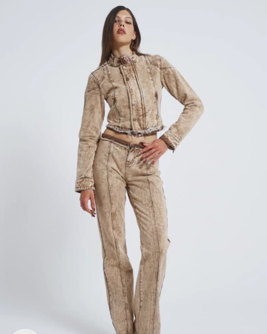 Brown Denim Multiwear Jumpsuit - Image 1