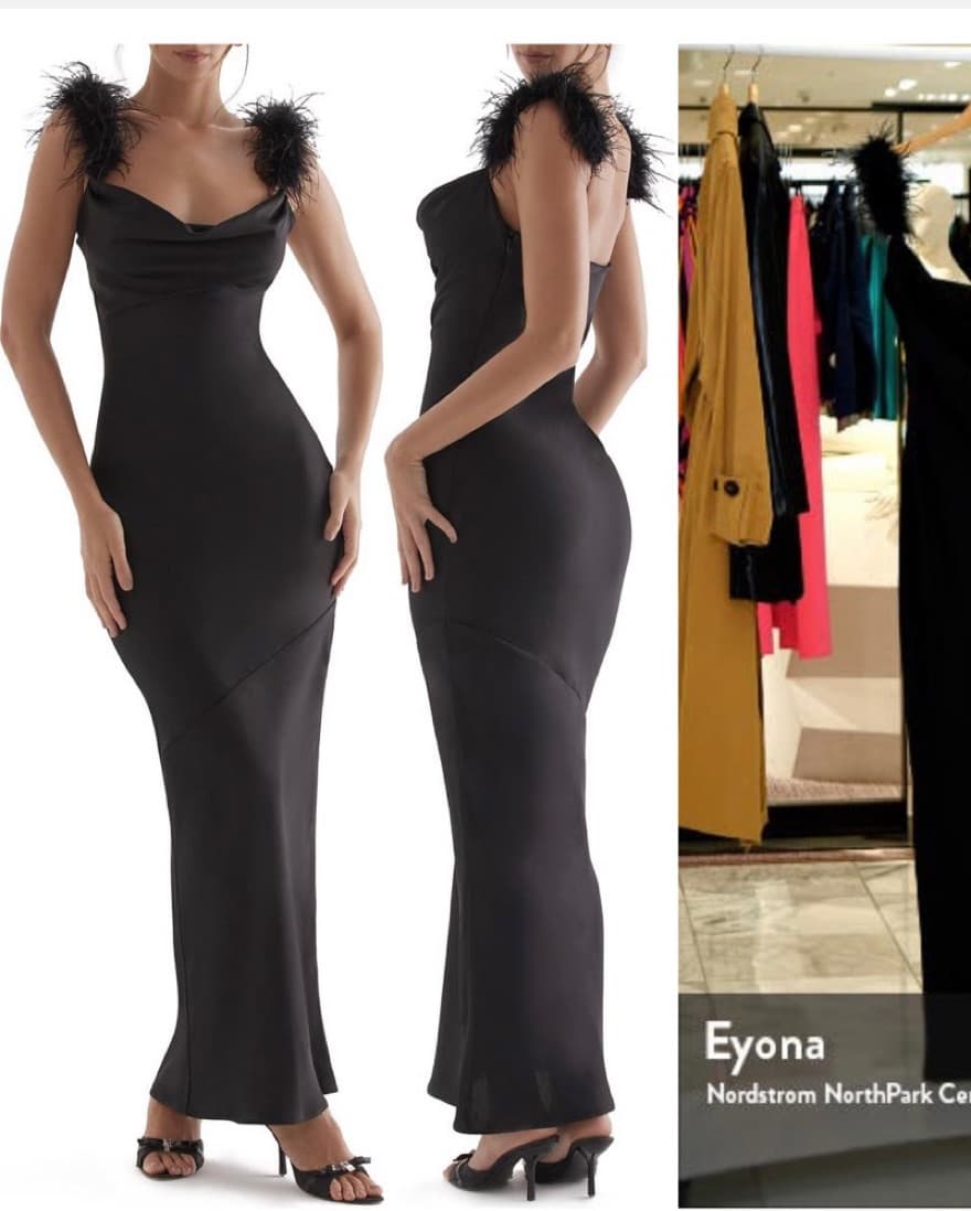 Tabita Feather trim Matte Satin Gown - Image 2