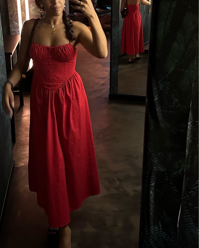 Vibrant Red Halter Maxi Dress - Image 3