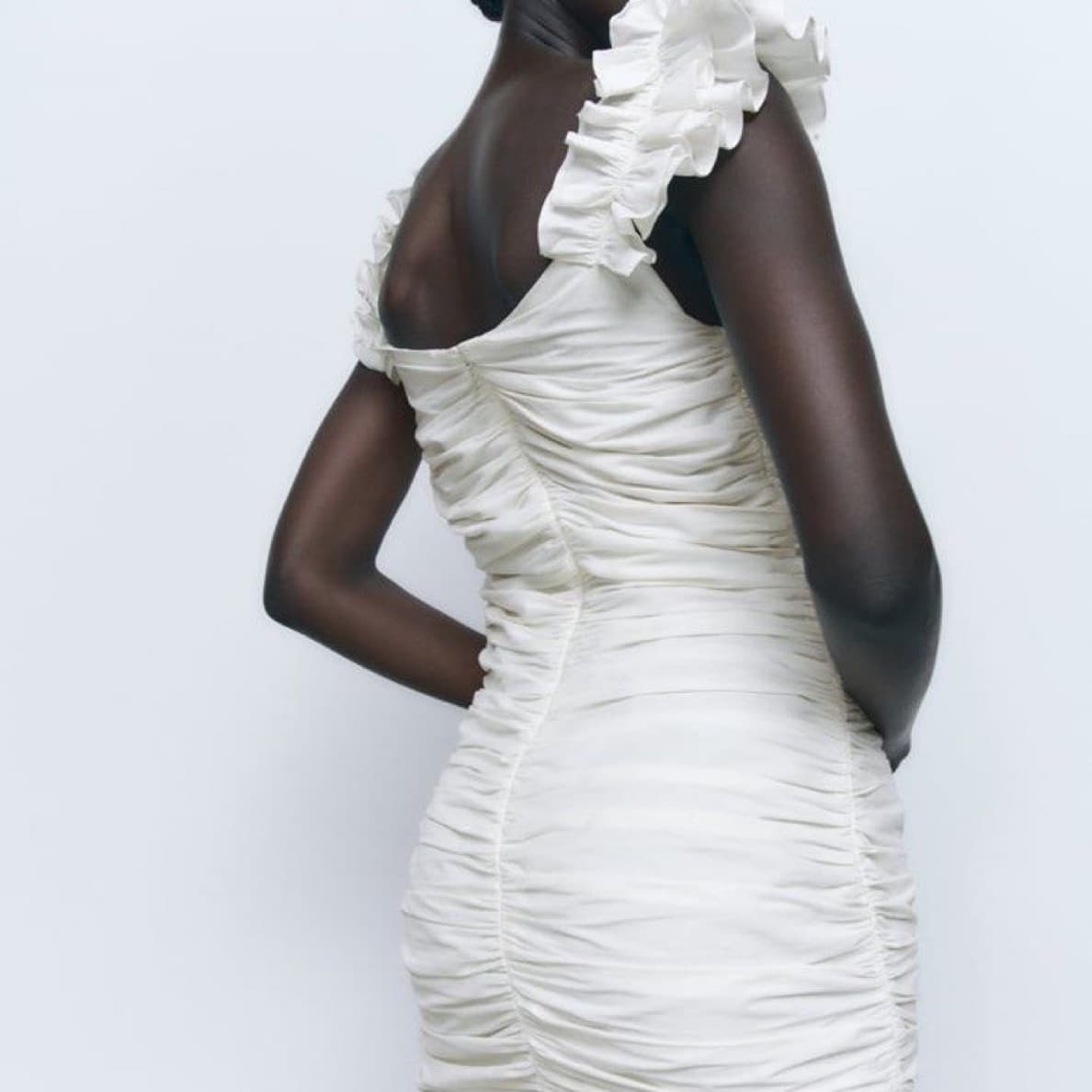 Ruched White Mini Dress - Image 5