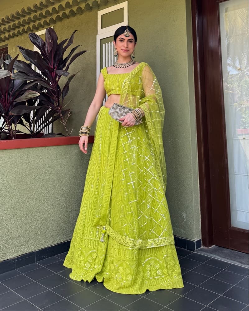 Bright Green Indian Lengha - Image 1