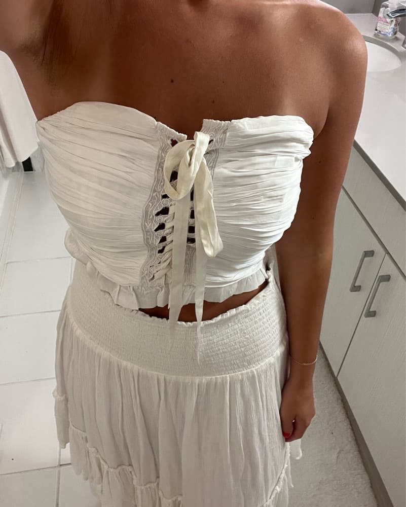 Free People White Tiered Ruffle Set - Image 3
