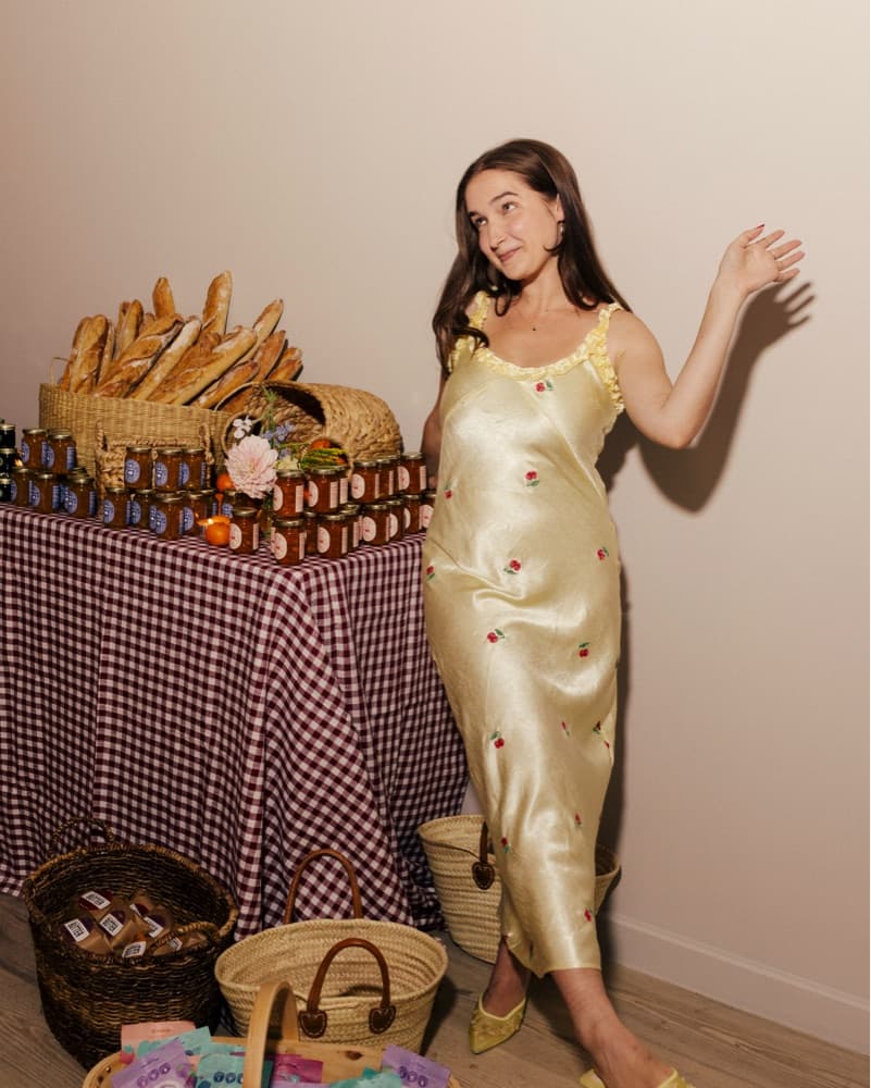 Elegant Gold Floral Satin Dress - Image 1
