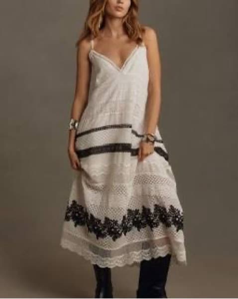 Anthro White Lace Midi Dress - Image 1