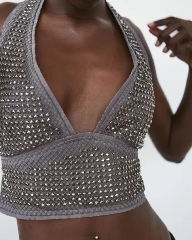 Sparkly Halter Crop Top - Image 1