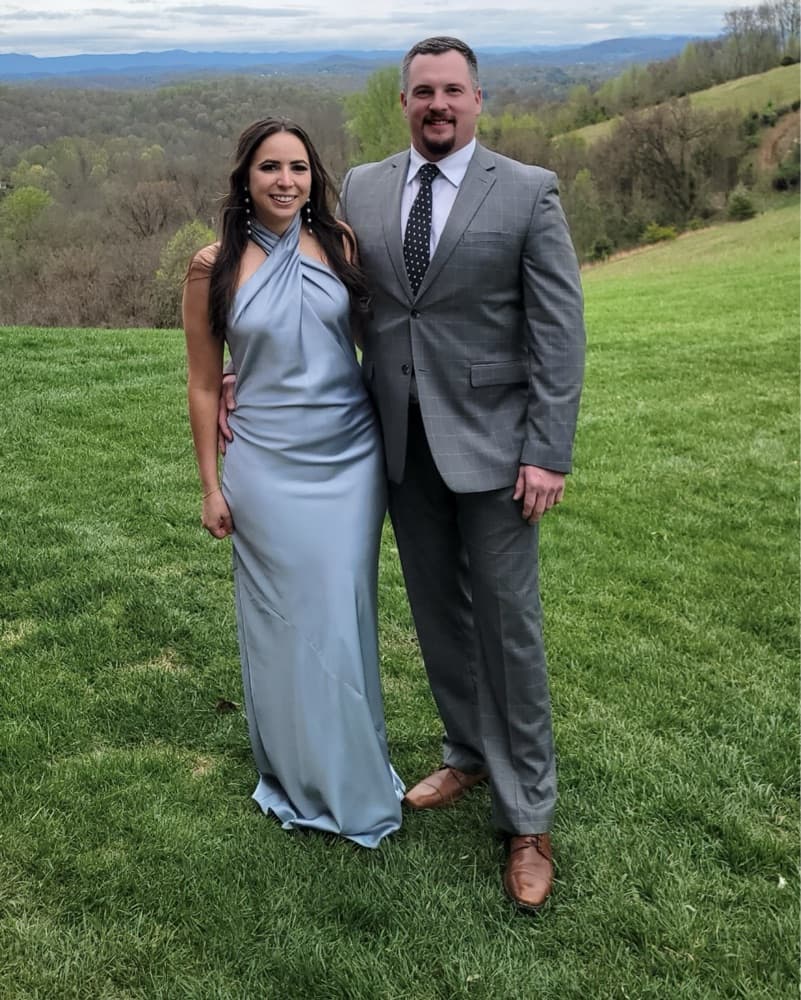 Blue satin dress - Image 1