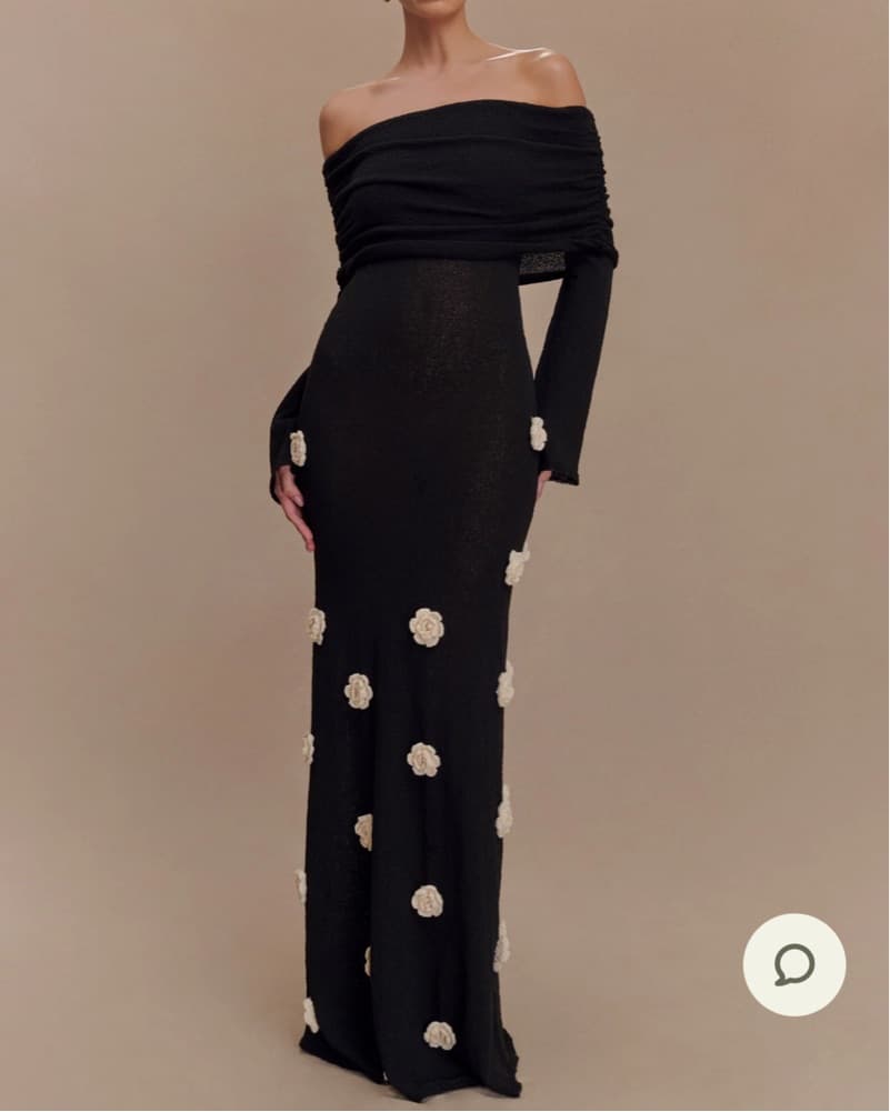 Meshki Off Shoulder Knit Rose Maxi  - Image 1