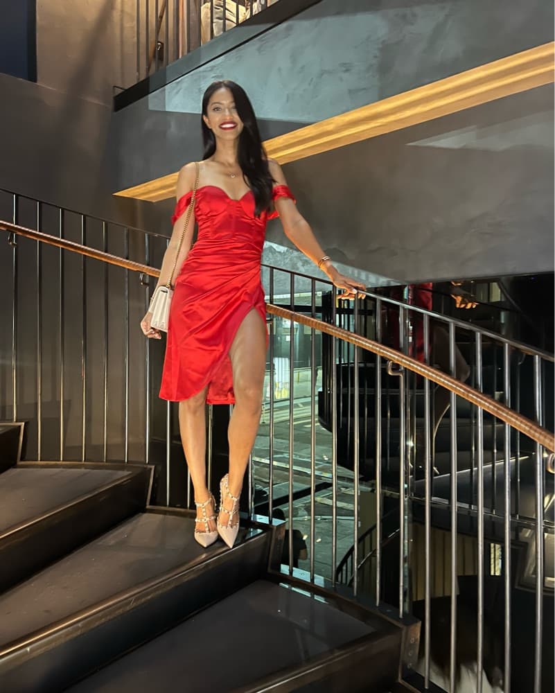 Alluring Red Satin Slip Dress - Image 3