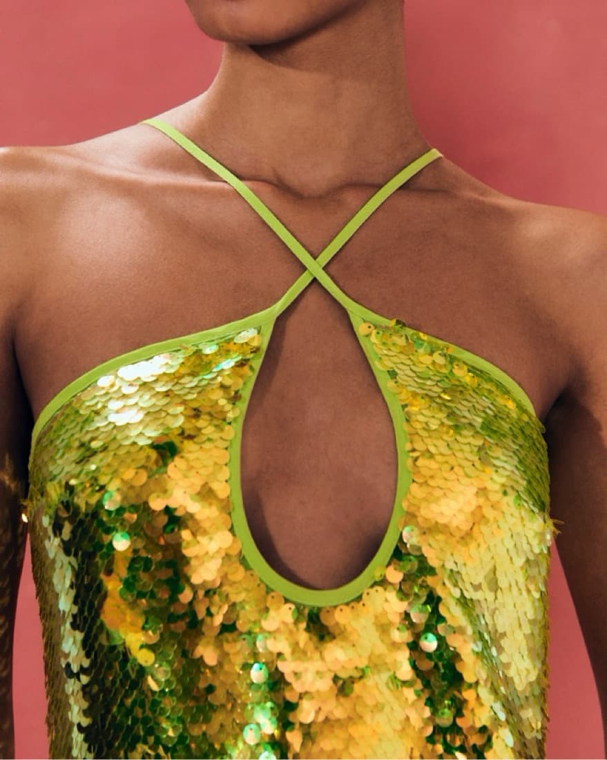 Cult Gaia Lily Neon Green Sequin Dress - Image 2