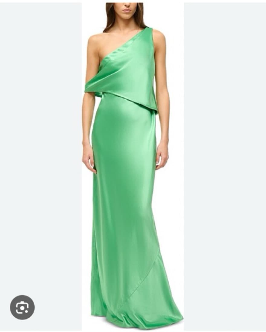 STAUD Naomi Asymmetrical Green Dress - Image 4
