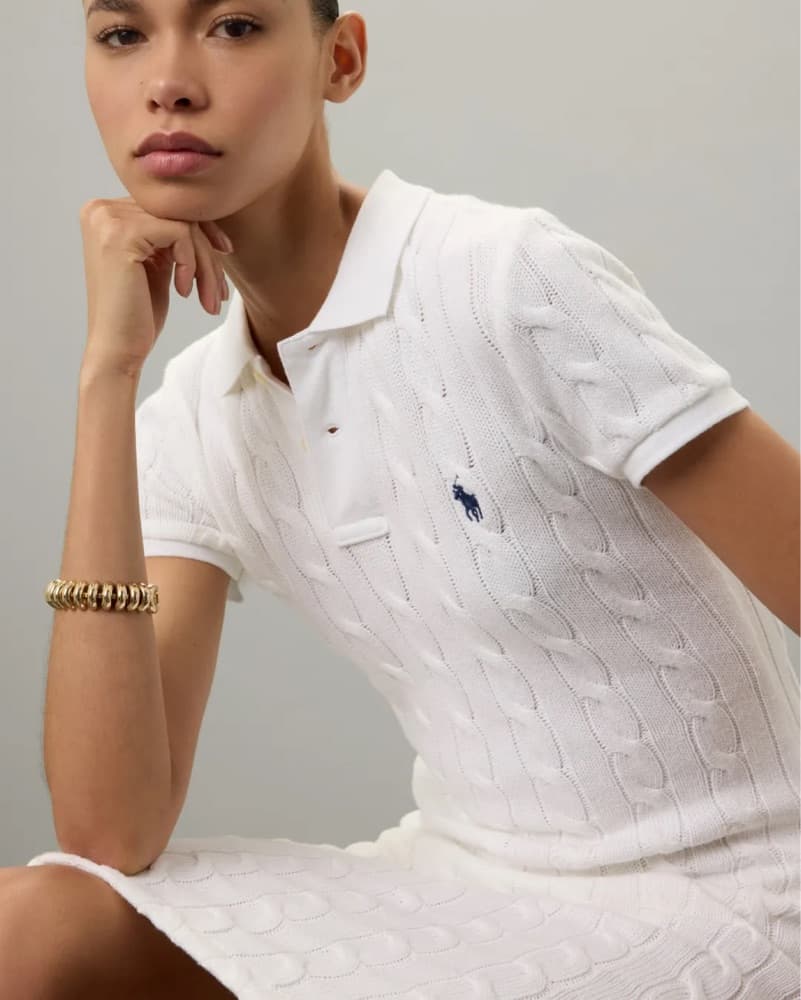Polo RL Cable Knit Polo Dress - Image 4