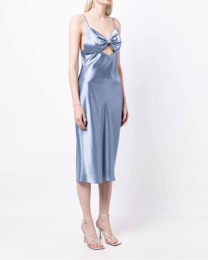 Fleur De Mal Bow Silk Midi Dress - Image 4