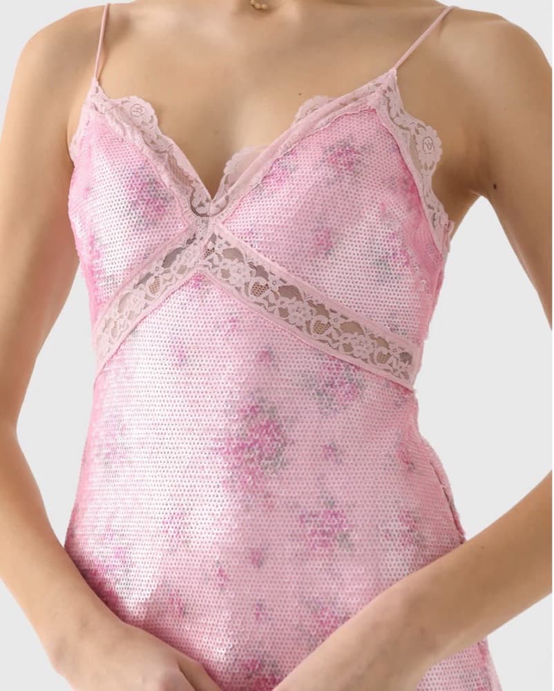 Finta Floral Sequin Lace Trim Minidress  - Image 3