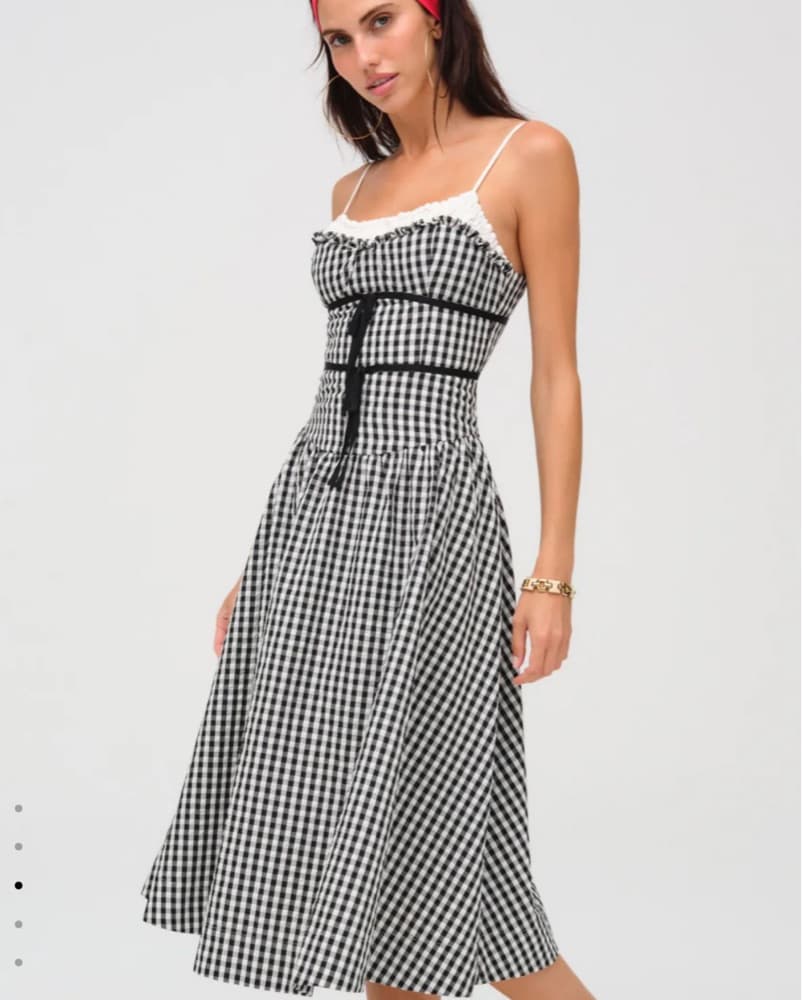 For Love and Lemons Gingham Midi Dress - Image 3