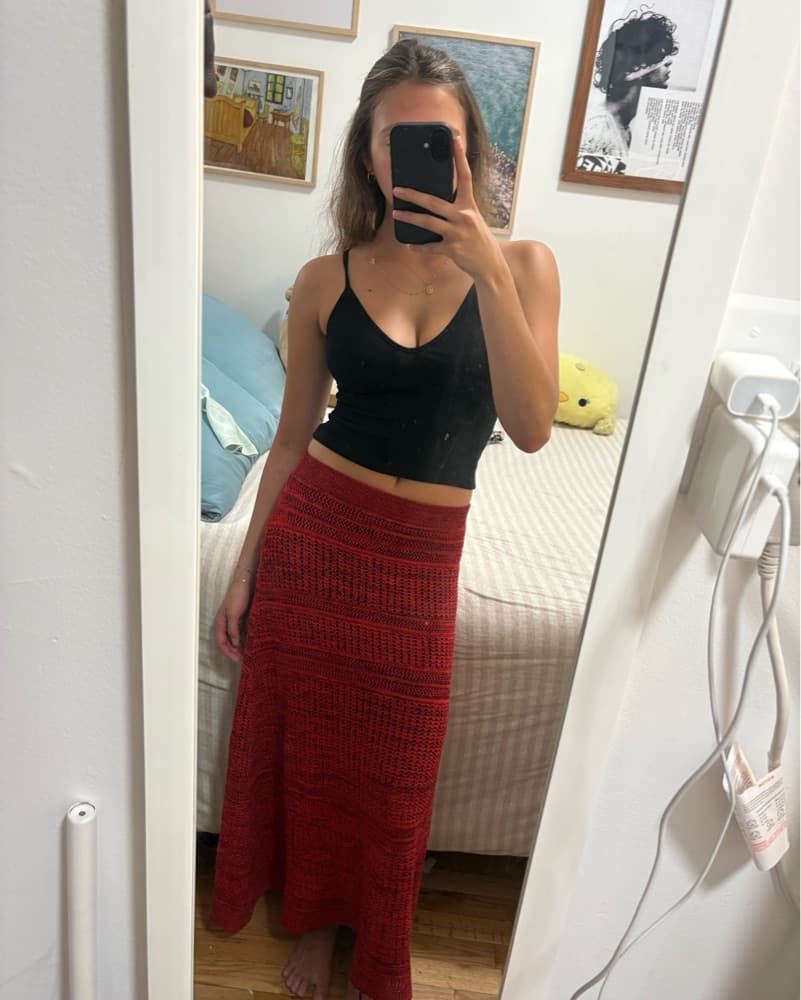 Proenza Red Knit Maxi Skirt  - Image 2
