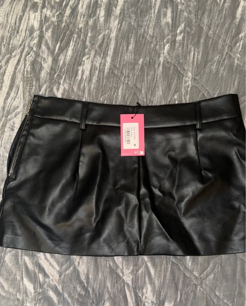 Edikted black Leather Mini Skirt  - Image 4
