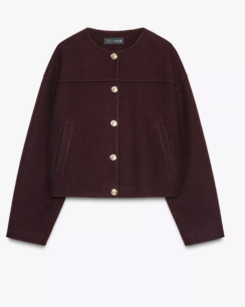 Zara Burgundy Wool Jacket - Image 1