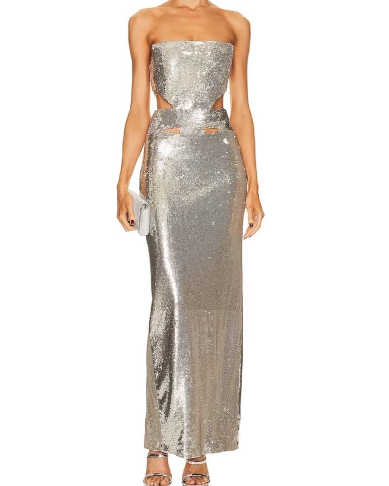 Et Ochs Silver Sequin Ava Gown - Image 1