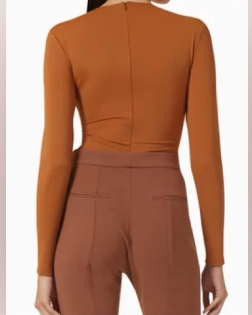 Alex Perry Tan Longsleeve Crew Bodysuit  - Image 2