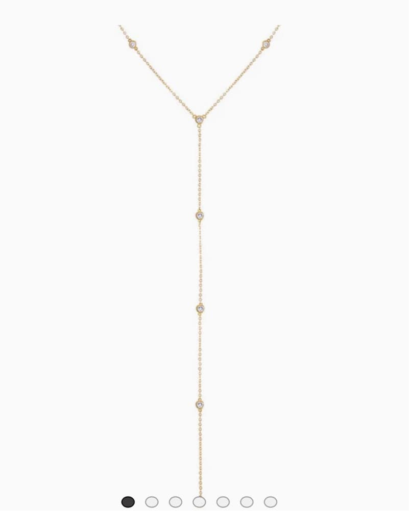 Adina Eden CZ Bezel Lariat Necklace - Image 4