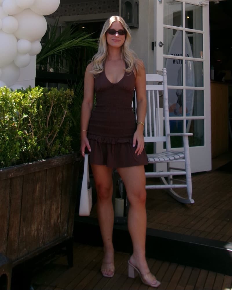 Brown Mini Dress - Image 3