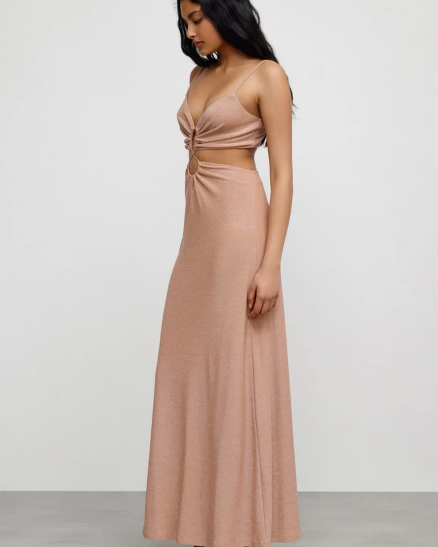 Shimmery Peach Cut-Out Dress - Image 2