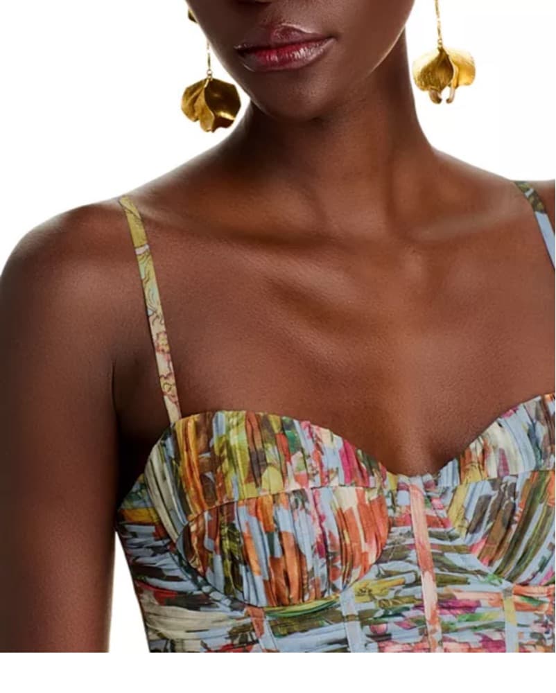 Aqua Floral Pleated Gown - Image 2