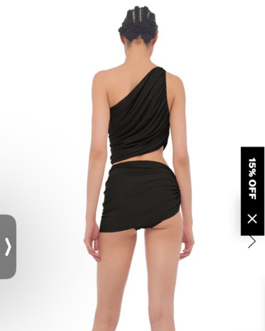Draped One-Shoulder Crop Top and Shorts Set - Image 3