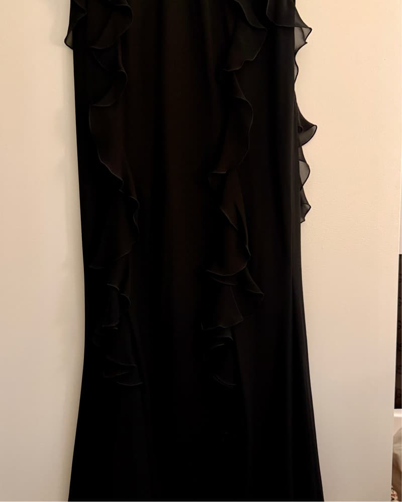 Silk Black Floor Length Dress - Image 5