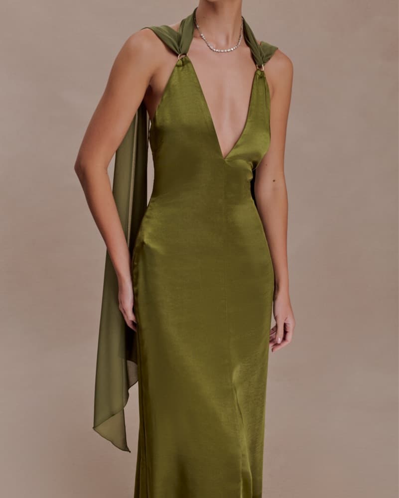 Meshki Myla Draped Shoulders Satin Maxi  - Image 3