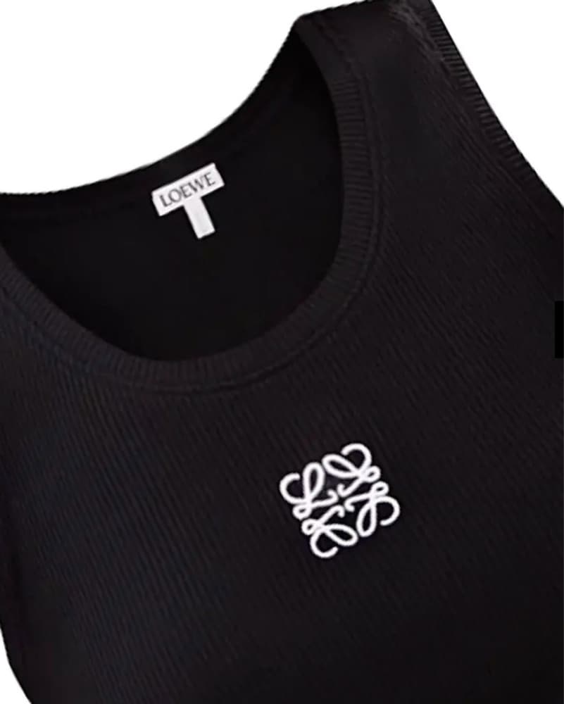 Sleek Black Ribbed Loewe Tank Top - Image 2