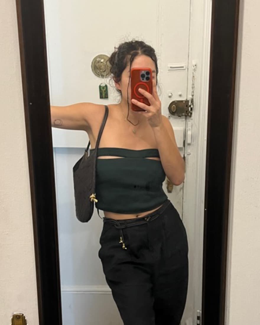Tae Park Hunter Green Slit Tube Top - Image 1
