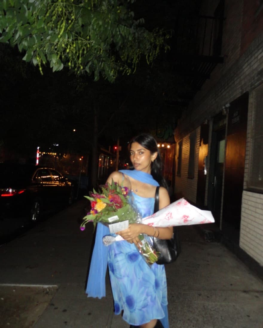 Vintage Blue Floral Dress - Image 2