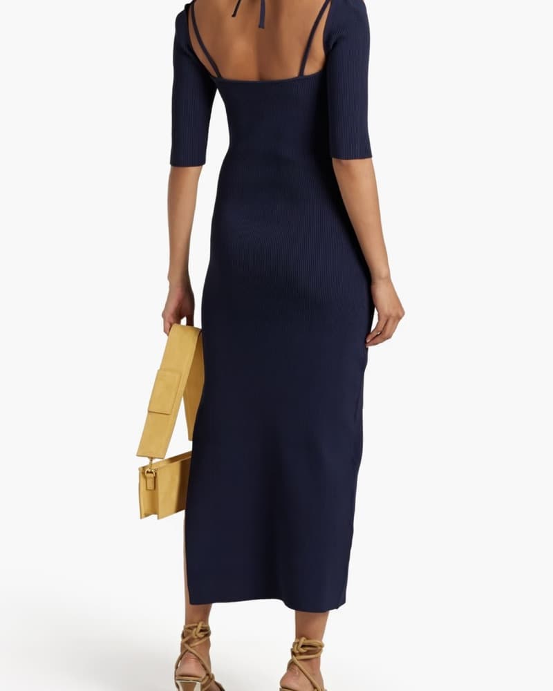 Sleek Navy Midi Dress - Image 2