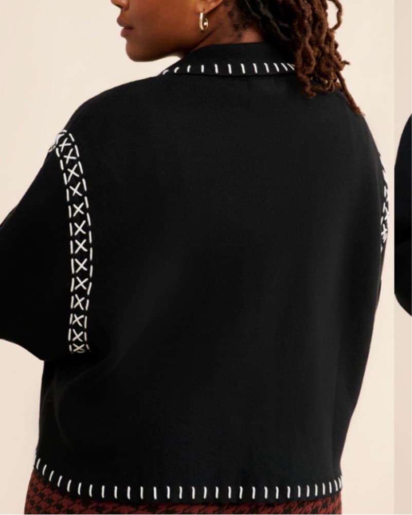 Black and White Stitch Jacket - Image 3