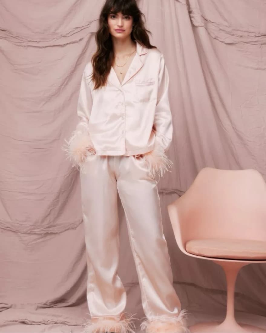 Nasty Gal Pajamas with feathers - Image 1