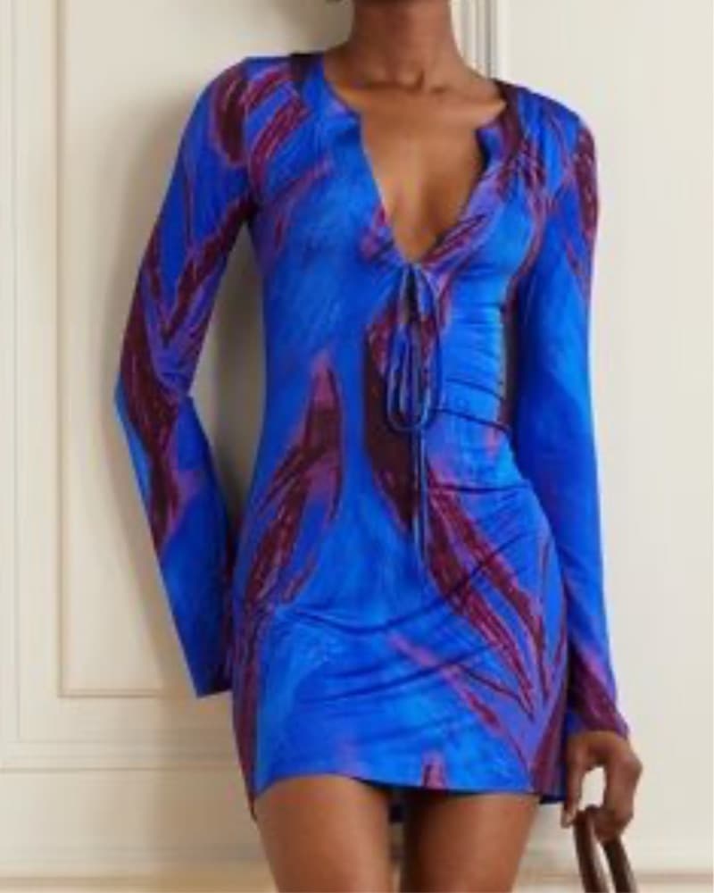 Louisa Ballou Blue Printed Mini Dress - Image 2