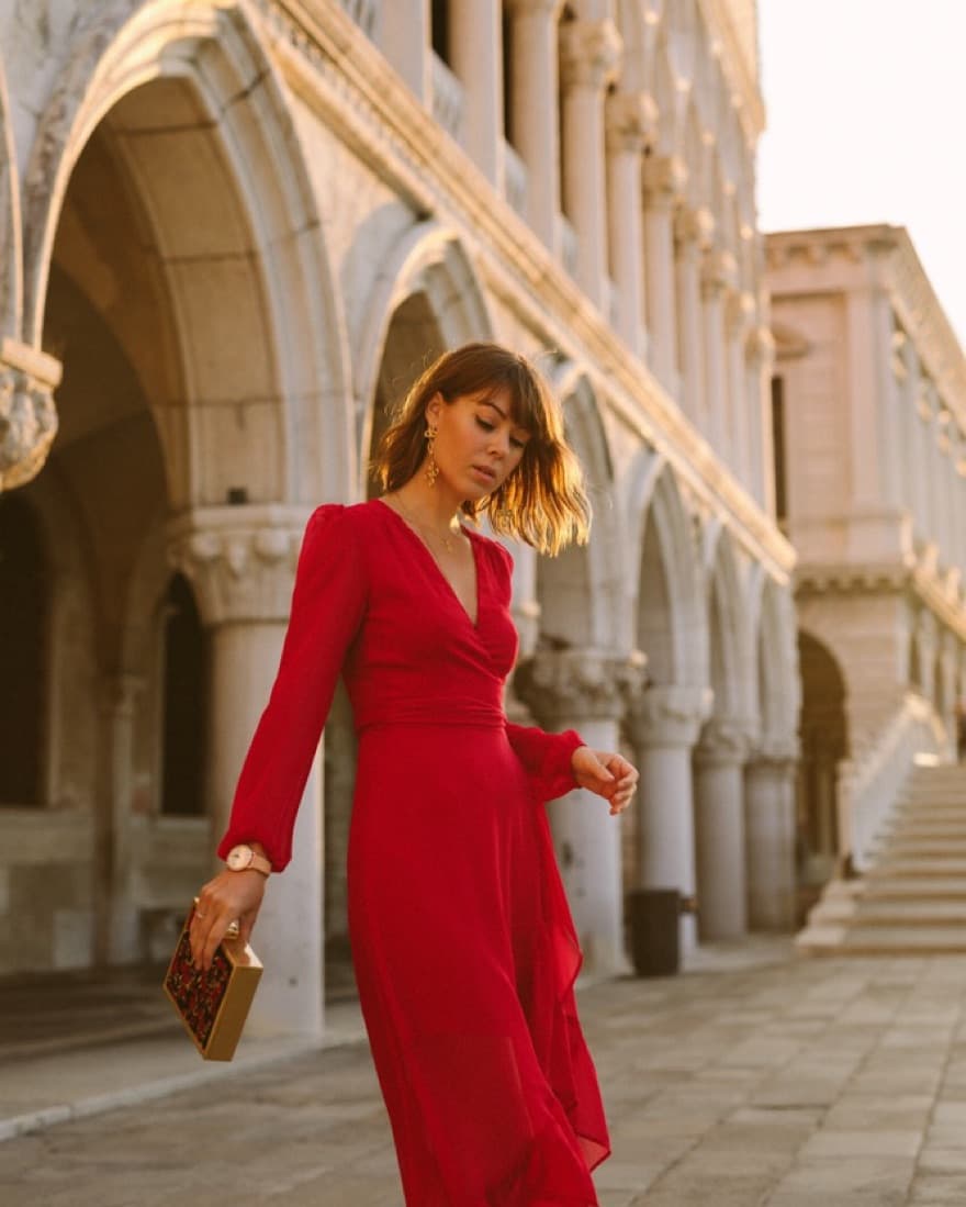 Wayf Red Flowy Dress - Image 1