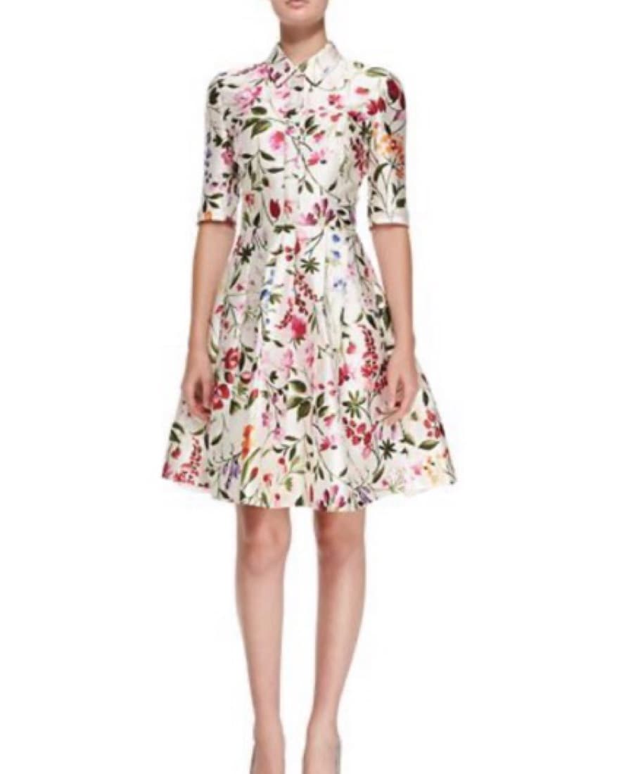 Oscar De La Renta Elegant Floral Dress - Image 2
