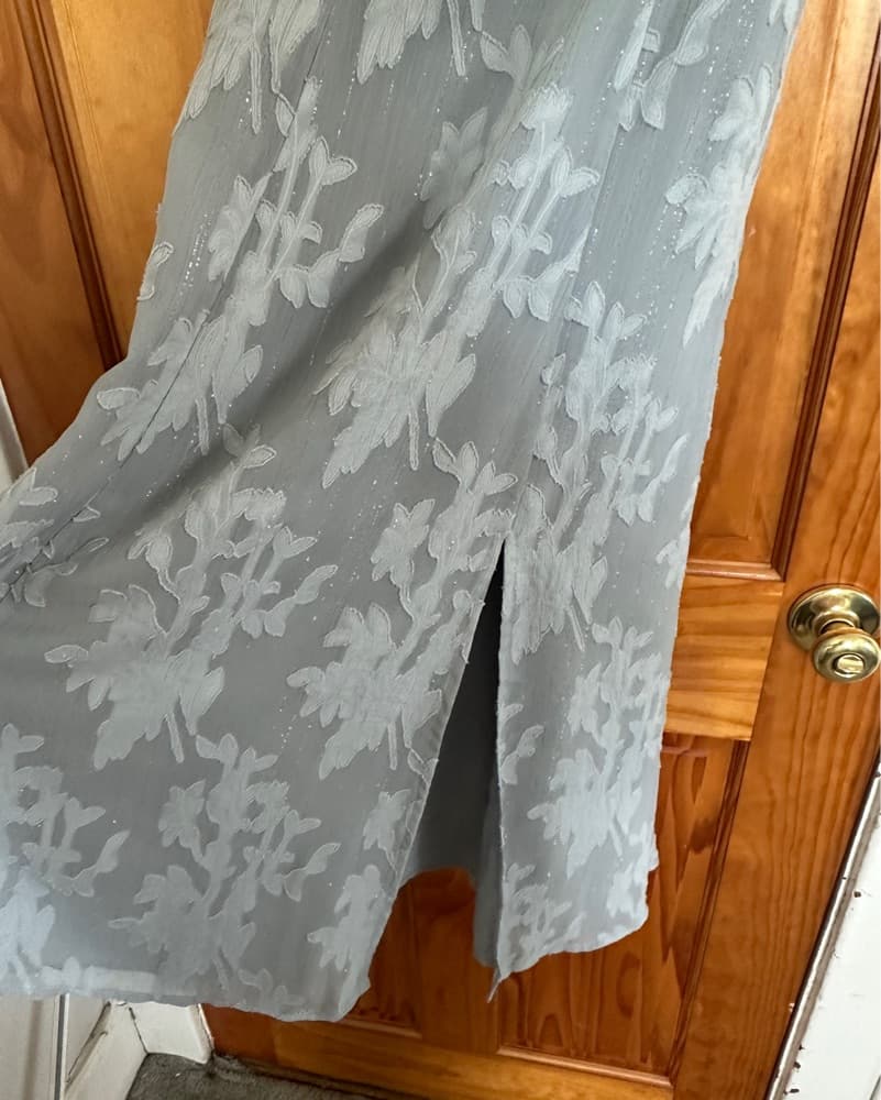Lulu's Dusty Blue Floral Midi Dress - Image 6