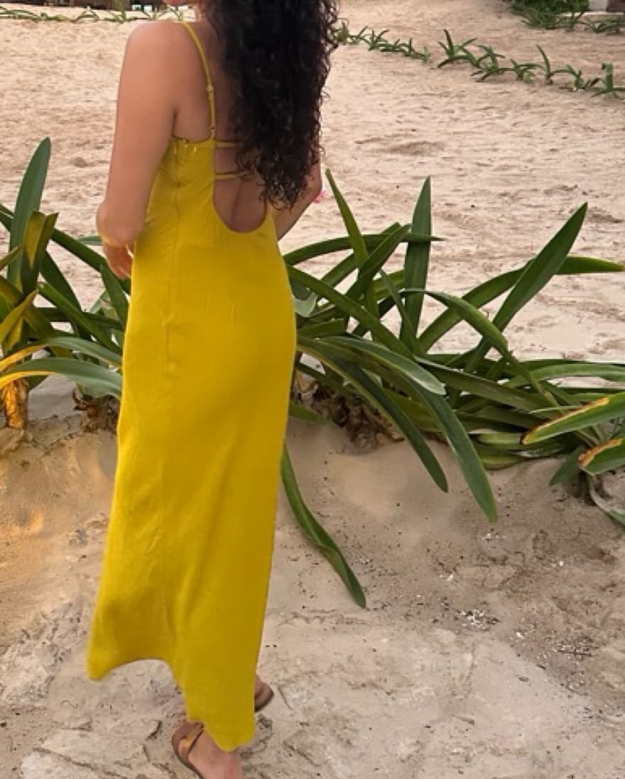 Lime Green / Mustard Yellow Summer Dress - Image 3