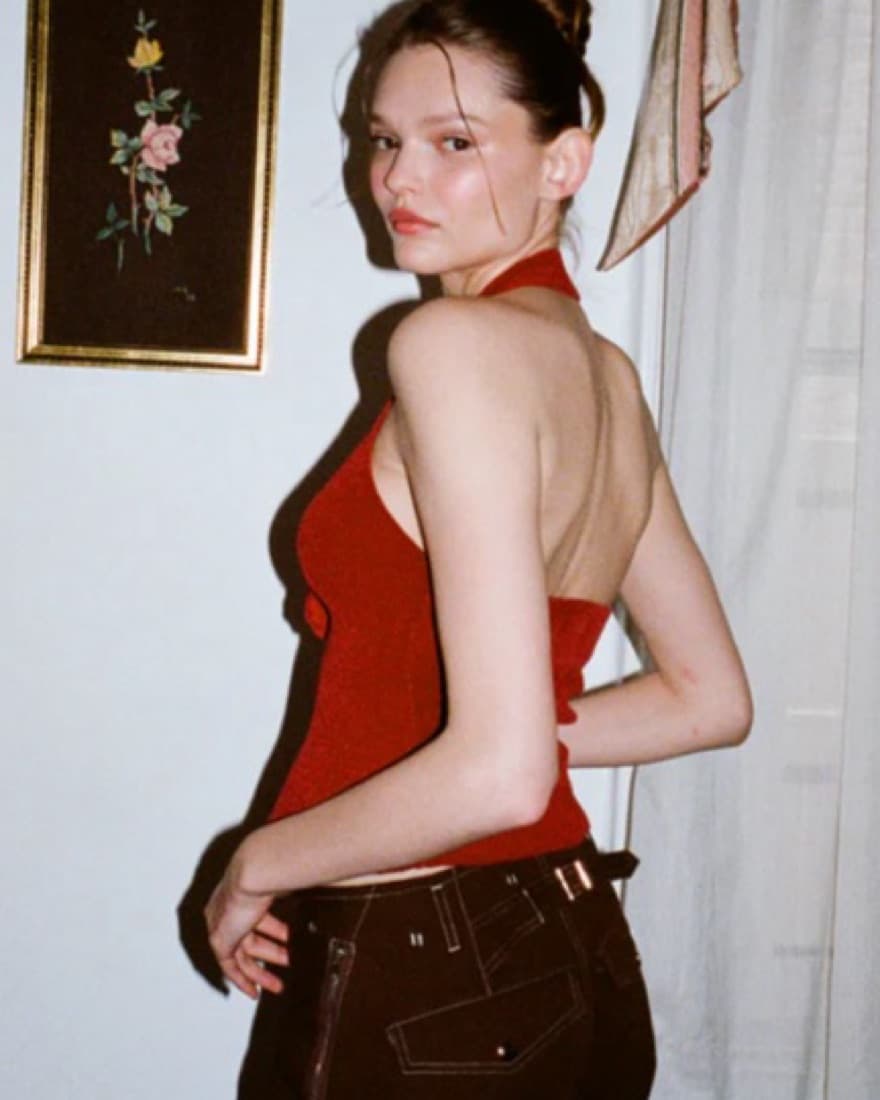 With Jean Red Halter Ross Top - Image 2