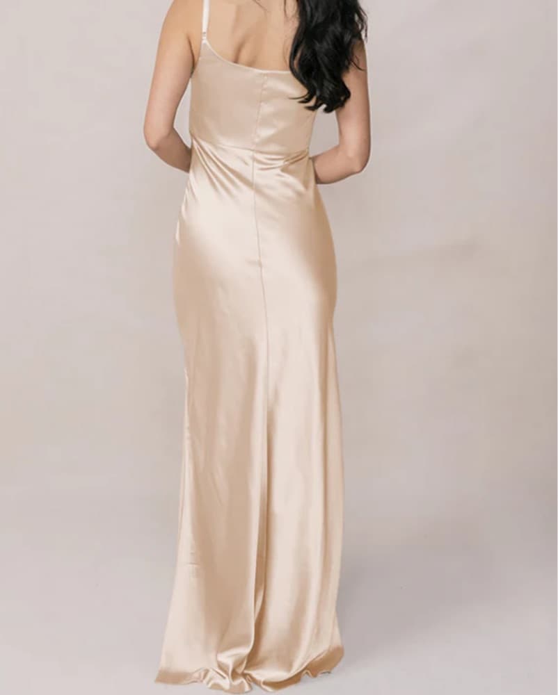 REVELRY SKYE SATIN DRESS GOLD CHAMPAGNE - Image 2