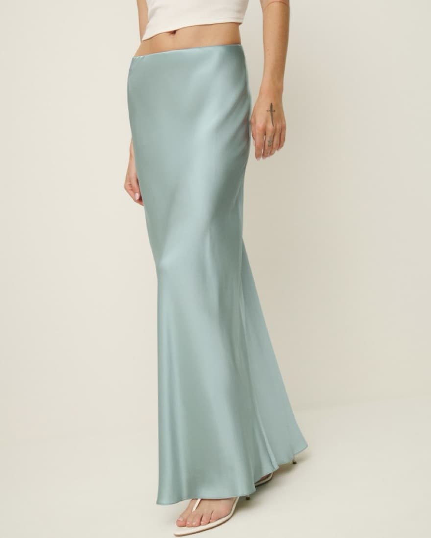 Reformation Lakisha Silk Skirt Aqua - Image 1