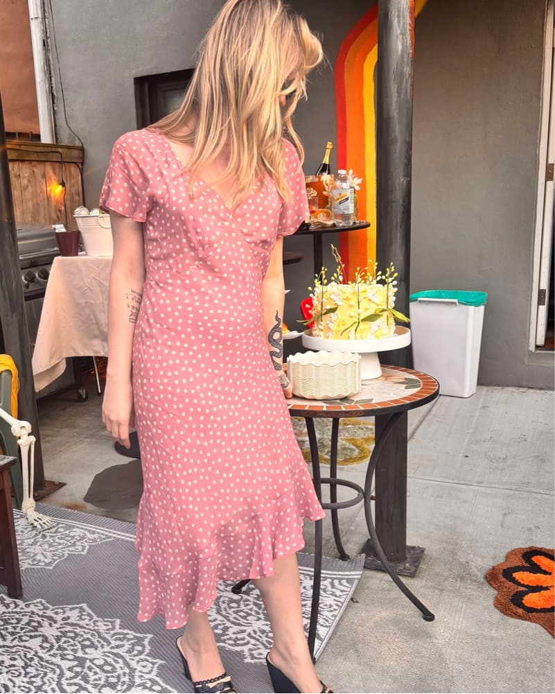 Rouje Paris Pink Polka Dot Midi Dress - Image 2