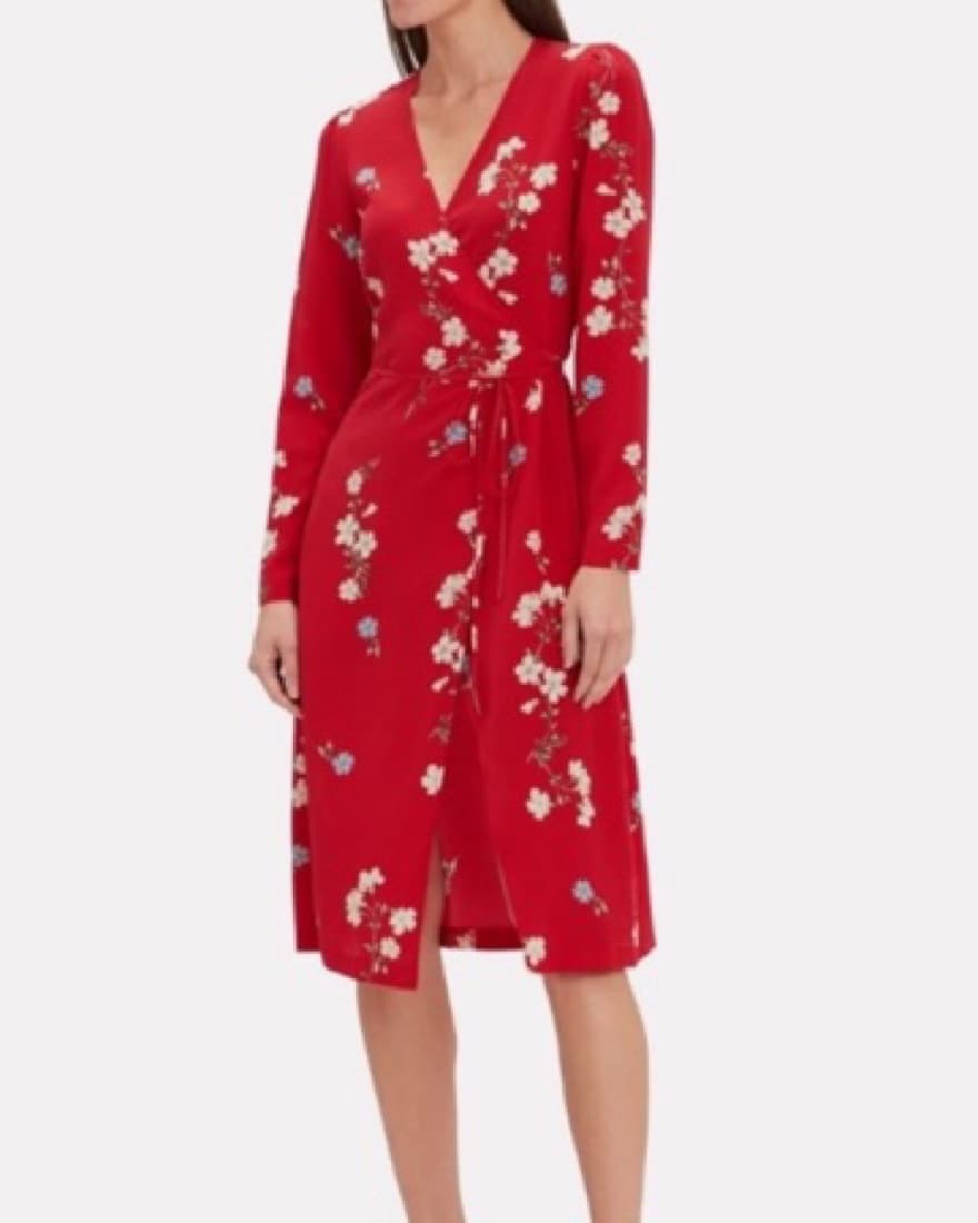 Red Silk Wrap Dress - Image 2