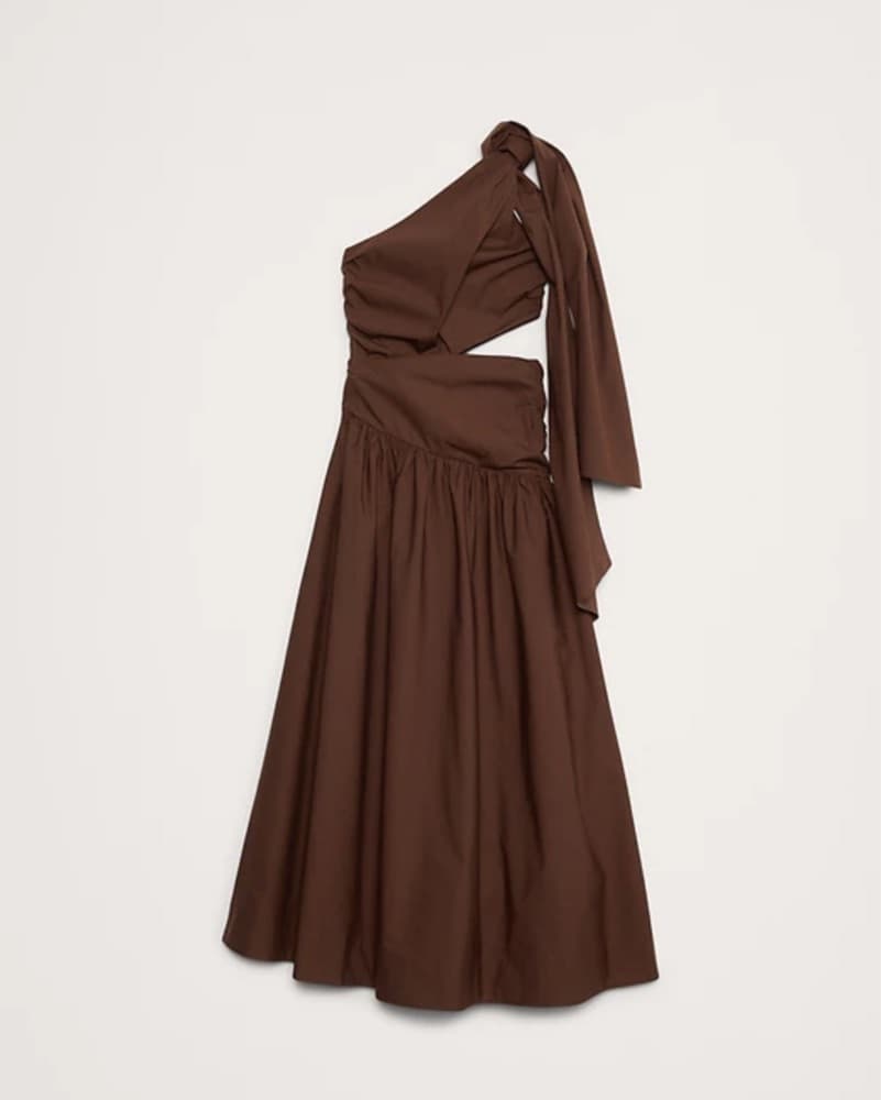 STRETCH-COTTON POPLIN ONE-SHOULDER DROP- - Image 2