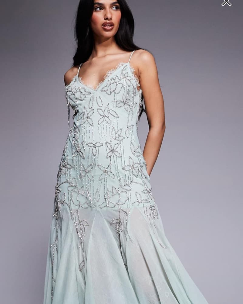 ASOS Design Diamond Beaded Midi Dress - Image 4