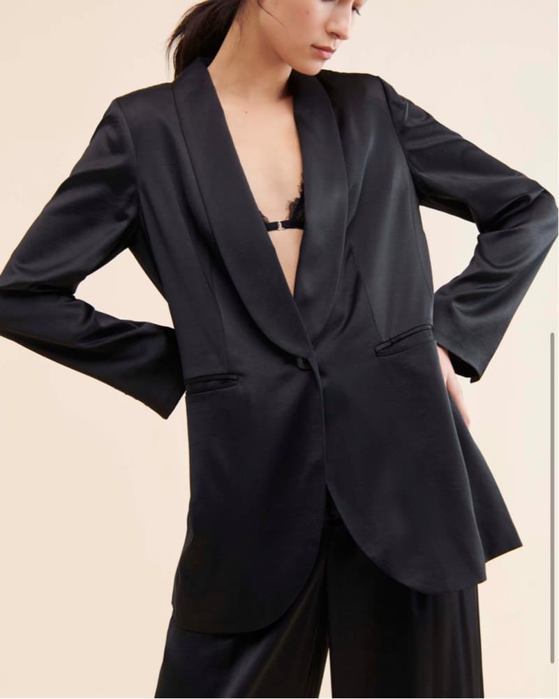 Black Satin Blazer Set - Image 2