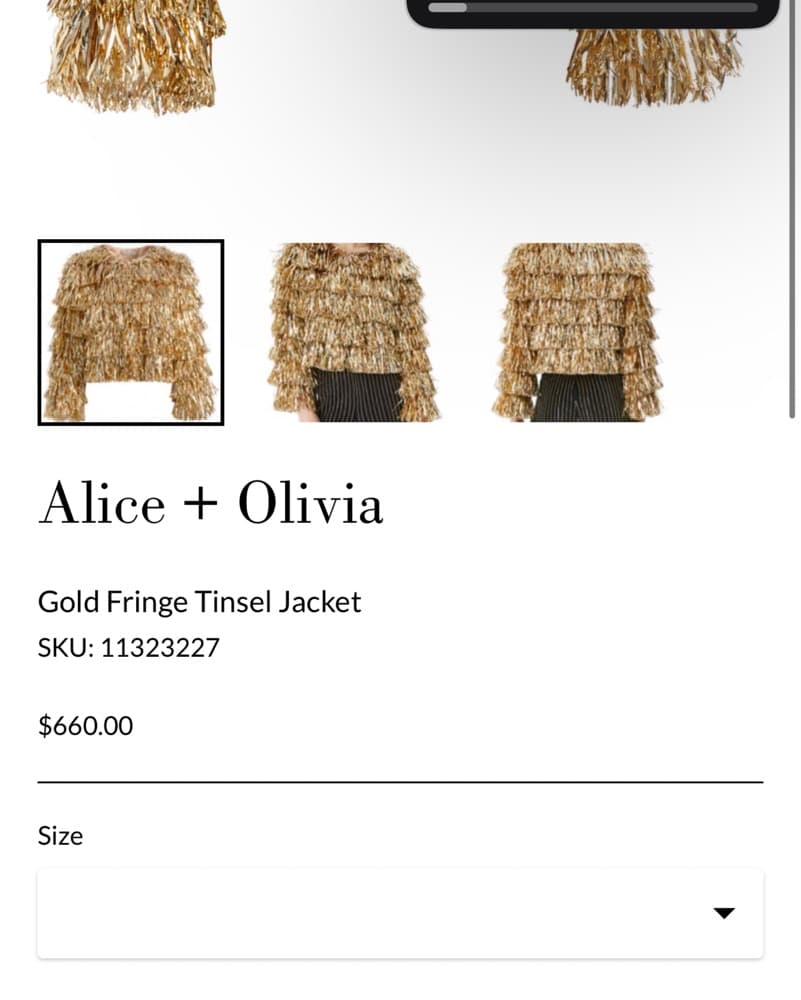 Alice and Olivia Gold Tinsel Jacket - Image 4